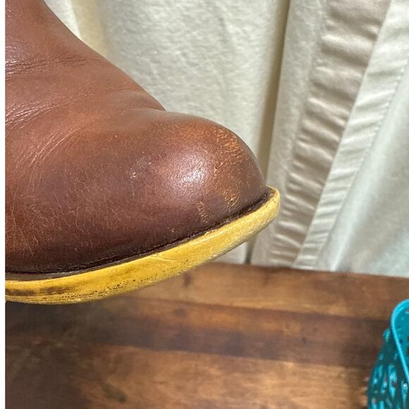 Fossil Basel Leather Ankle Boots Bootie Women's Size 6 1/2 Toffee Side Zipper - Picture 13 of 14